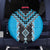 Sky Blue Niho Taniwha Mix Poutama Spare Tire Cover Unique Taniko Aotearoa