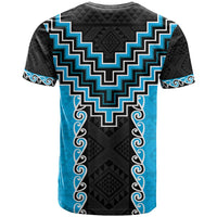 Sky Blue Niho Taniwha Mix Poutama T Shirt Unique Taniko Aotearoa LT01 - Polynesian Pride