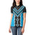 Sky Blue Niho Taniwha Mix Poutama Women Polo Shirt Unique Taniko Aotearoa