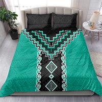 Teal Niho Taniwha Mix Poutama Bedding Set Unique Taniko Aotearoa LT01 - Polynesian Pride