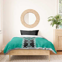 Teal Niho Taniwha Mix Poutama Bedding Set Unique Taniko Aotearoa LT01 - Polynesian Pride