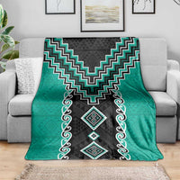 Teal Niho Taniwha Mix Poutama Blanket Unique Taniko Aotearoa LT01 - Polynesian Pride