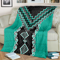 Teal Niho Taniwha Mix Poutama Blanket Unique Taniko Aotearoa LT01 - Polynesian Pride