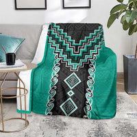Teal Niho Taniwha Mix Poutama Blanket Unique Taniko Aotearoa LT01 - Polynesian Pride