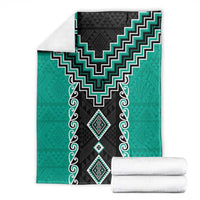 Teal Niho Taniwha Mix Poutama Blanket Unique Taniko Aotearoa LT01 - Polynesian Pride