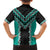 Teal Niho Taniwha Mix Poutama Family Matching Long Sleeve Bodycon Dress and Hawaiian Shirt Unique Taniko Aotearoa