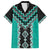 Teal Niho Taniwha Mix Poutama Family Matching Short Sleeve Bodycon Dress and Hawaiian Shirt Unique Taniko Aotearoa