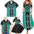 Teal Niho Taniwha Mix Poutama Family Matching Summer Maxi Dress and Hawaiian Shirt Unique Taniko Aotearoa