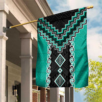 Teal Niho Taniwha Mix Poutama Garden Flag Unique Taniko Aotearoa LT01 House Flag Teal - Polynesian Pride