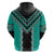 Teal Niho Taniwha Mix Poutama Hoodie Unique Taniko Aotearoa