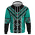 Teal Niho Taniwha Mix Poutama Hoodie Unique Taniko Aotearoa