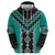 Teal Niho Taniwha Mix Poutama Hoodie Unique Taniko Aotearoa