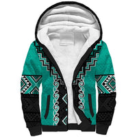 Teal Niho Taniwha Mix Poutama Sherpa Hoodie Unique Taniko Aotearoa LT01 Unisex Teal - Polynesian Pride