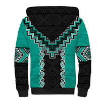 Teal Niho Taniwha Mix Poutama Sherpa Hoodie Unique Taniko Aotearoa LT01 - Polynesian Pride