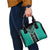 Teal Niho Taniwha Mix Poutama Shoulder Handbag Unique Taniko Aotearoa