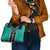 Teal Niho Taniwha Mix Poutama Shoulder Handbag Unique Taniko Aotearoa