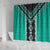 Teal Niho Taniwha Mix Poutama Shower Curtain Unique Taniko Aotearoa