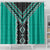 Teal Niho Taniwha Mix Poutama Shower Curtain Unique Taniko Aotearoa