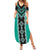 Teal Niho Taniwha Mix Poutama Summer Maxi Dress Unique Taniko Aotearoa