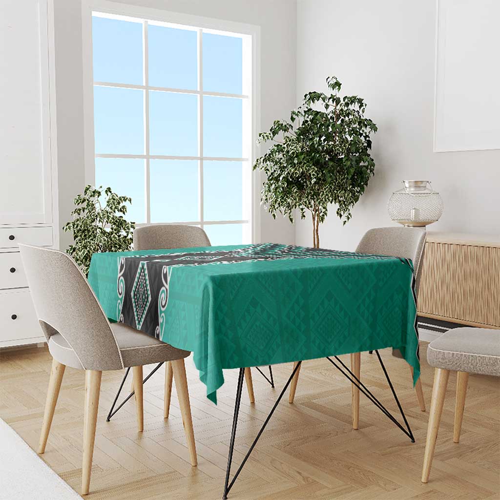 Teal Niho Taniwha Mix Poutama Tablecloth Unique Taniko Aotearoa LT01 - Polynesian Pride