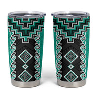 Teal Niho Taniwha Mix Poutama Tumbler Cup Unique Taniko Aotearoa LT01 Teal - Polynesian Pride