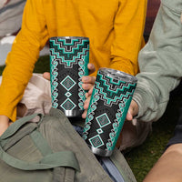 Teal Niho Taniwha Mix Poutama Tumbler Cup Unique Taniko Aotearoa LT01 - Polynesian Pride