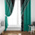 Teal Niho Taniwha Mix Poutama Window Curtain Unique Taniko Aotearoa