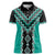 Teal Niho Taniwha Mix Poutama Women Polo Shirt Unique Taniko Aotearoa