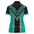 Teal Niho Taniwha Mix Poutama Women Polo Shirt Unique Taniko Aotearoa