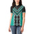 Teal Niho Taniwha Mix Poutama Women Polo Shirt Unique Taniko Aotearoa