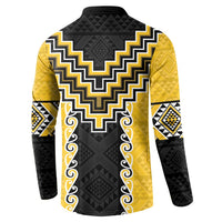 Yellow Niho Taniwha Mix Poutama Button Sweatshirt Unique Taniko Aotearoa LT01 - Polynesian Pride