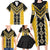 Yellow Niho Taniwha Mix Poutama Family Matching Long Sleeve Bodycon Dress and Hawaiian Shirt Unique Taniko Aotearoa