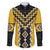 Yellow Niho Taniwha Mix Poutama Family Matching Long Sleeve Bodycon Dress and Hawaiian Shirt Unique Taniko Aotearoa