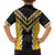 Yellow Niho Taniwha Mix Poutama Family Matching Off Shoulder Short Dress and Hawaiian Shirt Unique Taniko Aotearoa