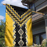 Yellow Niho Taniwha Mix Poutama Garden Flag Unique Taniko Aotearoa LT01 - Polynesian Pride