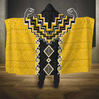 Yellow Niho Taniwha Mix Poutama Hooded Blanket Unique Taniko Aotearoa LT01 - Polynesian Pride