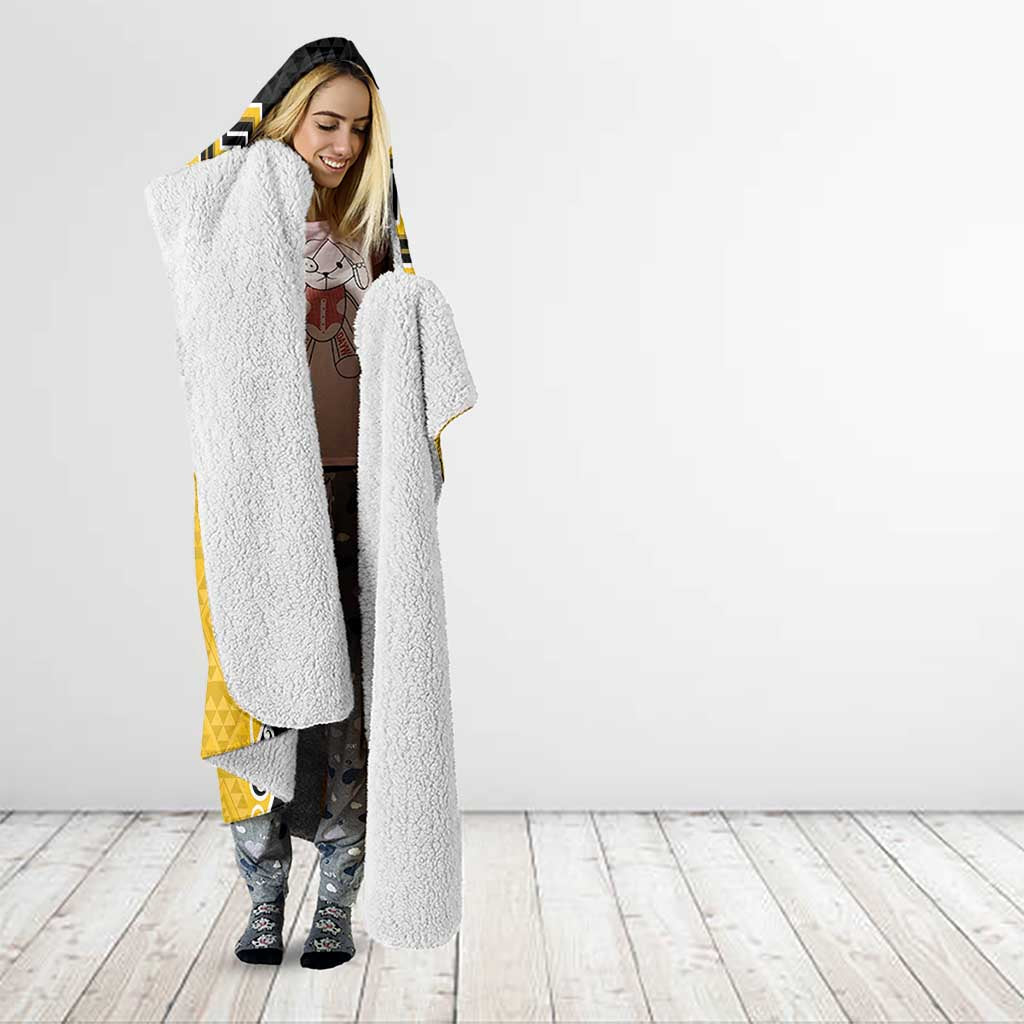 Yellow Niho Taniwha Mix Poutama Hooded Blanket Unique Taniko Aotearoa LT01 - Polynesian Pride