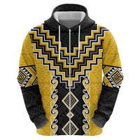 Yellow Niho Taniwha Mix Poutama Hoodie Unique Taniko Aotearoa LT01 - Polynesian Pride