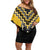 Yellow Niho Taniwha Mix Poutama Off Shoulder Short Dress Unique Taniko Aotearoa