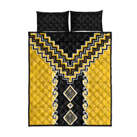Yellow Niho Taniwha Mix Poutama Quilt Bed Set Unique Taniko Aotearoa LT01 - Polynesian Pride