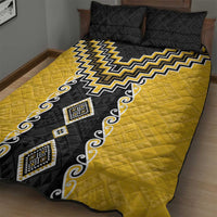 Yellow Niho Taniwha Mix Poutama Quilt Bed Set Unique Taniko Aotearoa LT01 - Polynesian Pride