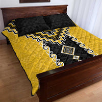 Yellow Niho Taniwha Mix Poutama Quilt Bed Set Unique Taniko Aotearoa LT01 - Polynesian Pride