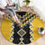 Yellow Niho Taniwha Mix Poutama Round Carpet Unique Taniko Aotearoa