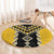 Yellow Niho Taniwha Mix Poutama Round Carpet Unique Taniko Aotearoa