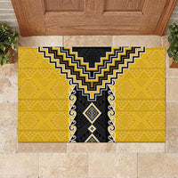 Yellow Niho Taniwha Mix Poutama Rubber Doormat Unique Taniko Aotearoa LT01 Yellow - Polynesian Pride