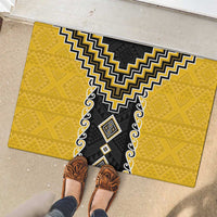 Yellow Niho Taniwha Mix Poutama Rubber Doormat Unique Taniko Aotearoa LT01 - Polynesian Pride