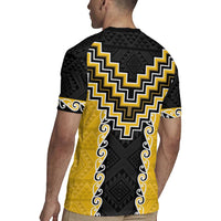 Yellow Niho Taniwha Mix Poutama Rugby Jersey Unique Taniko Aotearoa LT01 - Polynesian Pride