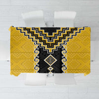 Yellow Niho Taniwha Mix Poutama Tablecloth Unique Taniko Aotearoa LT01 Yellow - Polynesian Pride