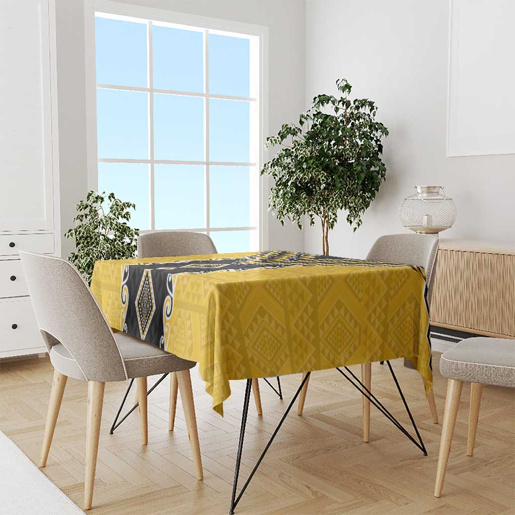 Yellow Niho Taniwha Mix Poutama Tablecloth Unique Taniko Aotearoa LT01 - Polynesian Pride