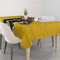 Yellow Niho Taniwha Mix Poutama Tablecloth Unique Taniko Aotearoa LT01 - Polynesian Pride